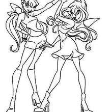 Bloom and Stella - Coloring page - GIRL coloring pages - WINX CLUB coloring pages - BLOOM coloring pages