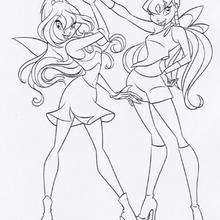 Bloom and Stella the Winx club fairies - Coloring page - GIRL coloring pages - WINX CLUB coloring pages - BLOOM coloring pages