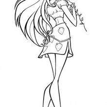 Flora with a rose - Coloring page - GIRL coloring pages - WINX CLUB coloring pages - FLORA coloring pages