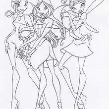 Flora, Tecna and Musa coloring page - Coloring page - GIRL coloring pages - WINX CLUB coloring pages - FLORA coloring pages