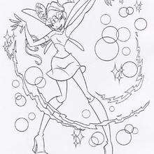 Musa playing with bubbles - Coloring page - GIRL coloring pages - WINX CLUB coloring pages - MUSA coloring pages