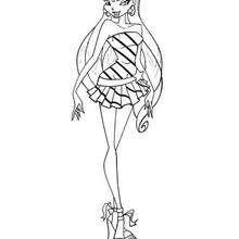 Stella with a nice dress coloring page - Coloring page - GIRL coloring pages - WINX CLUB coloring pages - STELLA coloring pages