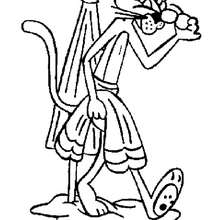 Pink panther having a shower - Coloring page - CHARACTERS coloring pages - TV SERIES CHARACTERS coloring pages - PINK PANTHER coloring pages