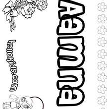 Aamna - Coloring page - NAME coloring pages - GIRLS NAME coloring pages - A names for girls coloring sheets
