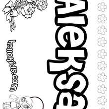 Aleksa - Coloring page - NAME coloring pages - GIRLS NAME coloring pages - A names for girls coloring sheets