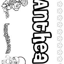 Anthea - Coloring page - NAME coloring pages - GIRLS NAME coloring pages - A names for girls coloring sheets