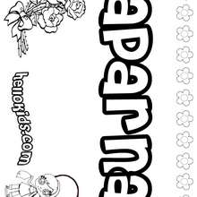 Aparna - Coloring page - NAME coloring pages - GIRLS NAME coloring pages - A names for girls coloring sheets