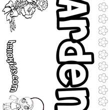 Arden - Coloring page - NAME coloring pages - GIRLS NAME coloring pages - A names for girls coloring sheets