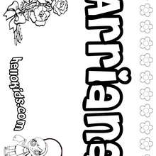 Arriana - Coloring page - NAME coloring pages - GIRLS NAME coloring pages - A names for girls coloring sheets