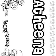 Atheena - Coloring page - NAME coloring pages - GIRLS NAME coloring pages - A names for girls coloring sheets