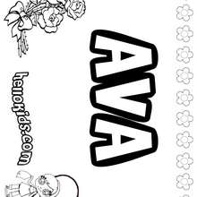 Ava - Coloring page - NAME coloring pages - GIRLS NAME coloring pages - A names for girls coloring sheets