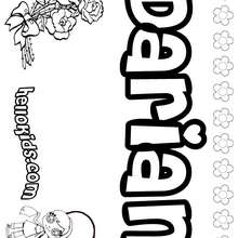 Darian - Coloring page - NAME coloring pages - GIRLS NAME coloring pages - D names for GIRLS free coloring sheets