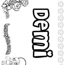 Demi - Coloring page - NAME coloring pages - GIRLS NAME coloring pages - D names for GIRLS free coloring sheets