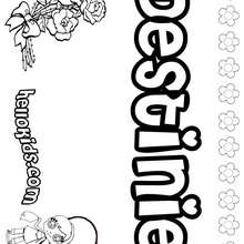 Destinie - Coloring page - NAME coloring pages - GIRLS NAME coloring pages - D names for GIRLS free coloring sheets