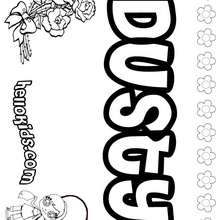 Dusty - Coloring page - NAME coloring pages - GIRLS NAME coloring pages - D names for GIRLS free coloring sheets