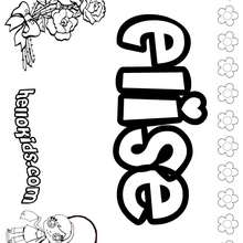 Elise - Coloring page - NAME coloring pages - GIRLS NAME coloring pages - E names for girls coloring book