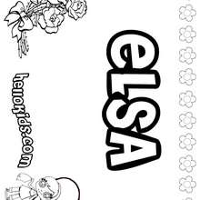 Elsa - Coloring page - NAME coloring pages - GIRLS NAME coloring pages - E names for girls coloring book