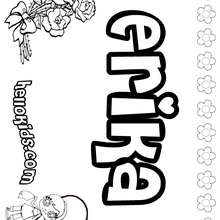 Erika - Coloring page - NAME coloring pages - GIRLS NAME coloring pages - E names for girls coloring book