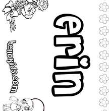 Erin - Coloring page - NAME coloring pages - GIRLS NAME coloring pages - E names for girls coloring book