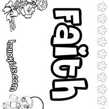 Faith - Coloring page - NAME coloring pages - GIRLS NAME coloring pages - F girly names coloring book