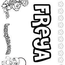Freya - Coloring page - NAME coloring pages - GIRLS NAME coloring pages - F girly names coloring book