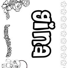 Gina - Coloring page - NAME coloring pages - GIRLS NAME coloring pages - G names for GIRLS online coloring books