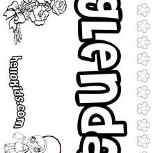 Glenda - Coloring page - NAME coloring pages - GIRLS NAME coloring pages - G names for GIRLS online coloring books