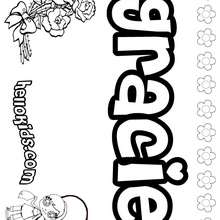 Gracie - Coloring page - NAME coloring pages - GIRLS NAME coloring pages - G names for GIRLS online coloring books