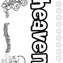 Heaven - Coloring page - NAME coloring pages - GIRLS NAME coloring pages - H names for GIRLS online coloring book