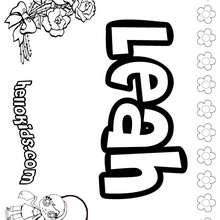 Leah - Coloring page - NAME coloring pages - GIRLS NAME coloring pages - L girl names coloring posters