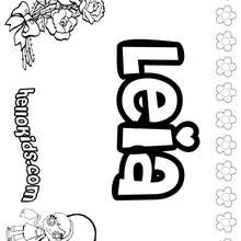 Leia - Coloring page - NAME coloring pages - GIRLS NAME coloring pages - L girl names coloring posters