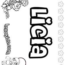 Licia - Coloring page - NAME coloring pages - GIRLS NAME coloring pages - L girl names coloring posters