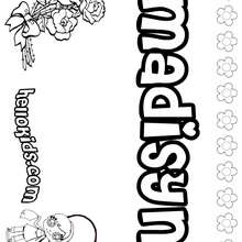 Madisyn - Coloring page - NAME coloring pages - GIRLS NAME coloring pages - M names for girls coloring posters