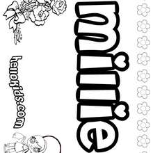 Millie - Coloring page - NAME coloring pages - GIRLS NAME coloring pages - M names for girls coloring posters
