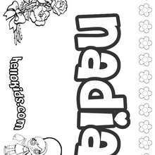 Nadia - Coloring page - NAME coloring pages - GIRLS NAME coloring pages - N names for girls coloring posters