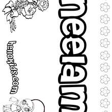 Neelam - Coloring page - NAME coloring pages - GIRLS NAME coloring pages - N names for girls coloring posters