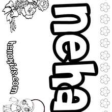 Neha - Coloring page - NAME coloring pages - GIRLS NAME coloring pages - N names for girls coloring posters