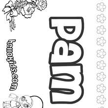 Pam - Coloring page - NAME coloring pages - GIRLS NAME coloring pages - O, P, Q names fo girls posters