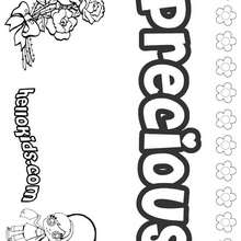 Precious - Coloring page - NAME coloring pages - GIRLS NAME coloring pages - O, P, Q names fo girls posters