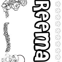 Reema - Coloring page - NAME coloring pages - GIRLS NAME coloring pages - R names for girls coloring posters