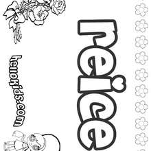 Reice - Coloring page - NAME coloring pages - GIRLS NAME coloring pages - R names for girls coloring posters