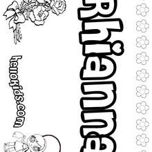 Rhianna - Coloring page - NAME coloring pages - GIRLS NAME coloring pages - R names for girls coloring posters