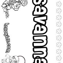 Savanna - Coloring page - NAME coloring pages - GIRLS NAME coloring pages - S girls names coloring posters
