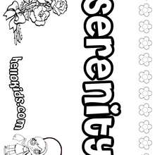 Serenity - Coloring page - NAME coloring pages - GIRLS NAME coloring pages - S girls names coloring posters