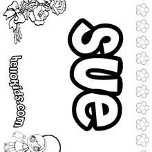 Sue - Coloring page - NAME coloring pages - GIRLS NAME coloring pages - S girls names coloring posters