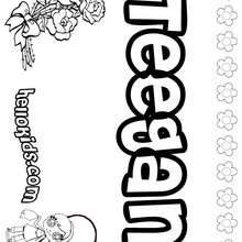 Teegan - Coloring page - NAME coloring pages - GIRLS NAME coloring pages - T names for girls coloring and printing posters