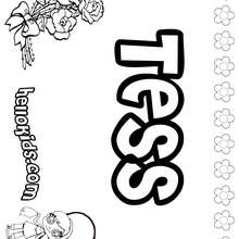 Tess - Coloring page - NAME coloring pages - GIRLS NAME coloring pages - T names for girls coloring and printing posters