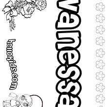 Vanessa - Coloring page - NAME coloring pages - GIRLS NAME coloring pages - U, V, W, X, Y, Z girls names posters