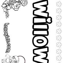 Willow - Coloring page - NAME coloring pages - GIRLS NAME coloring pages - U, V, W, X, Y, Z girls names posters