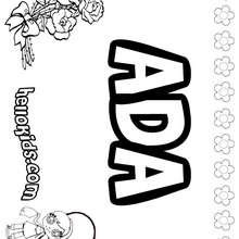 Ada - Coloring page - NAME coloring pages - GIRLS NAME coloring pages - A names for girls coloring sheets